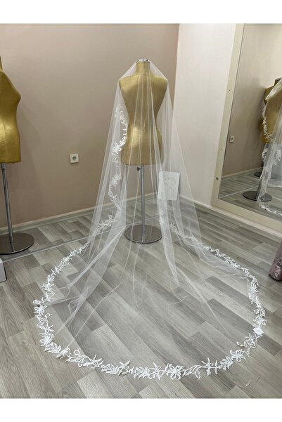 TUĞÇE ÜNVERENLER Rahibe Model Hayal Tülden Uzun Ucu Dantelli Duvak