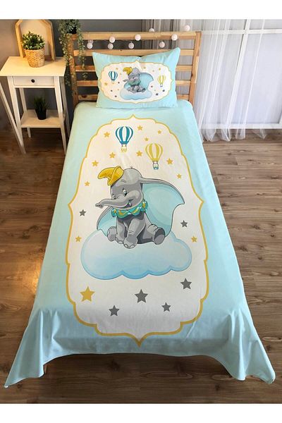Evmila Cuvertură de pat din catifea cu model elefant - albastru