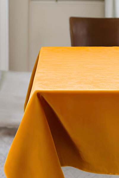 Cortibo Orange Barcelona Velvet Textured Tablecloth
