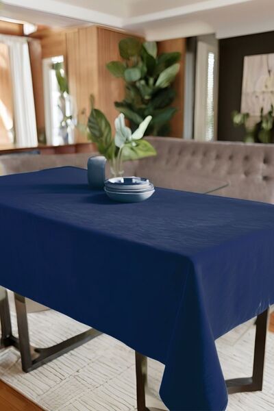Cortibo Navy Blue Barcelona Velvet Textured Tablecloth