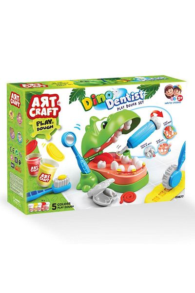 Doğan Oyuncak Dünyası Dinosaur Dentist Play Dough Set - Play Dough Set - Dough Sets - Dough Molds