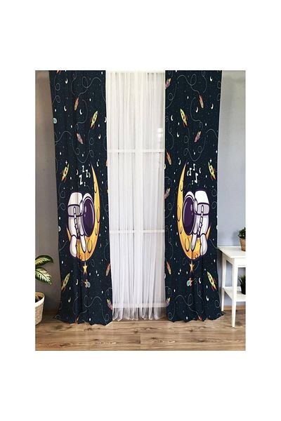 Evmila Astronaut Sleeping on the Moon Patterned Children's Room Background Curtain