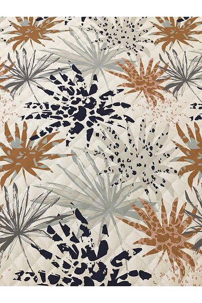 Evmila Palm Tree Pattern Double Printed Pique (200x220 Cm) White