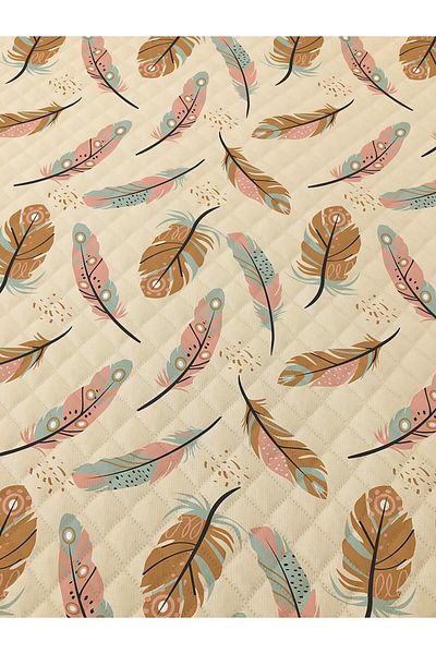 Evmila Leaf Pattern Double Printed Pique (200x220 Cm) Yellow