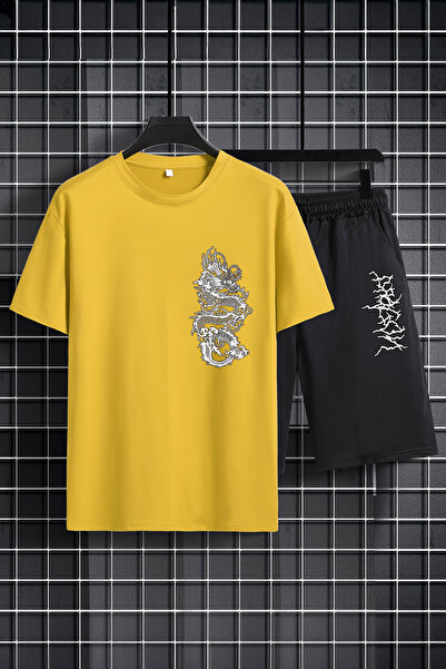 MYADA Crew Neck Elastic Shorts Dragon Printed Παιδικό Σετ - Σετ 2 20556