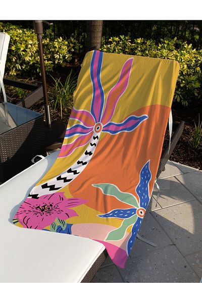 Evmila 75x150 cm Τυπωμένη Πετσέτα Παραλίας - Για Πισίνα και Μπάνιο