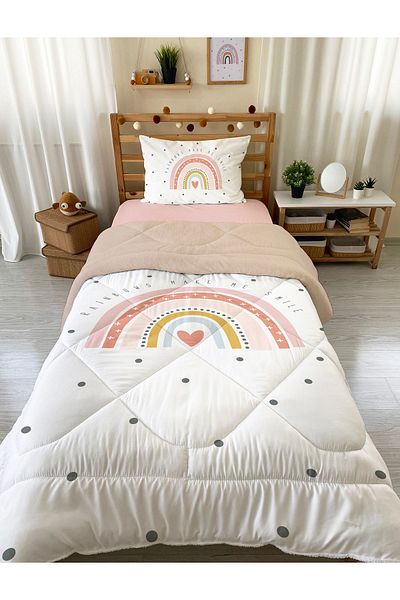 Evmila Μονό μοτίβο ουράνιου τόξου 160x220 cm Wellsoft διπλής όψης σιλικόνης και σετ ύπνου