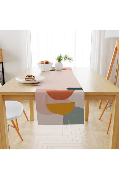 Evmila Runner cu figuri abstracte cu design special țesut din catifea