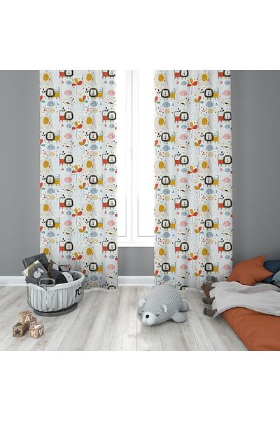 Evmila Children's Room Patterned Background Curtain