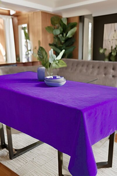 Cortibo Barcelona Purple Velvet Textured Tablecloth
