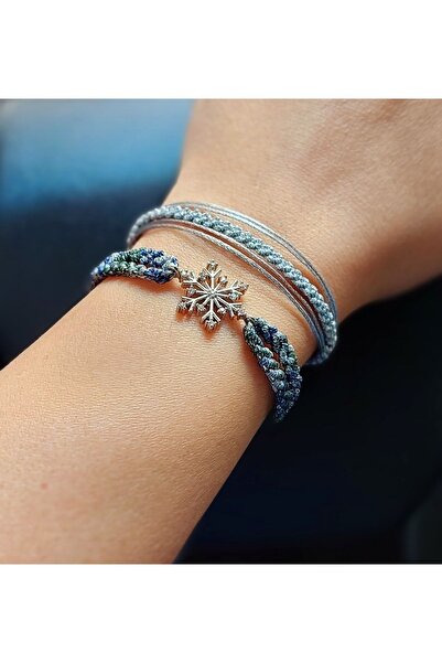 ZDTHandmade طقم سوار مزدوج من حجر الزركون على شكل ندفة الثلج