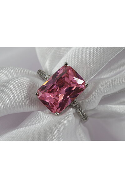 Gezer Kuyumculuk Pembe Baget Taşlı Gümüş Yüzük, Pembe Kuvars Yüzük, Pembe Ren...