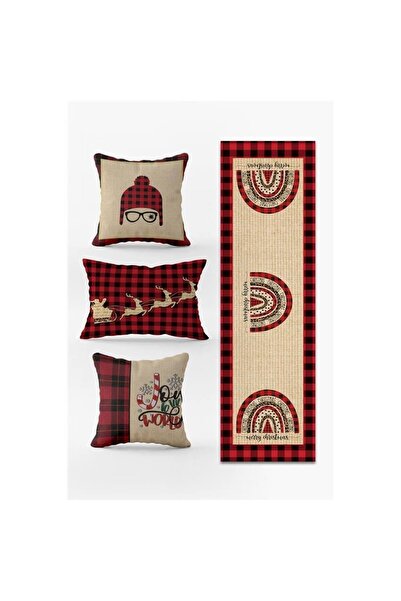 Evmila Новорічний набір з 3 подушок і скатертини - 4 штуки