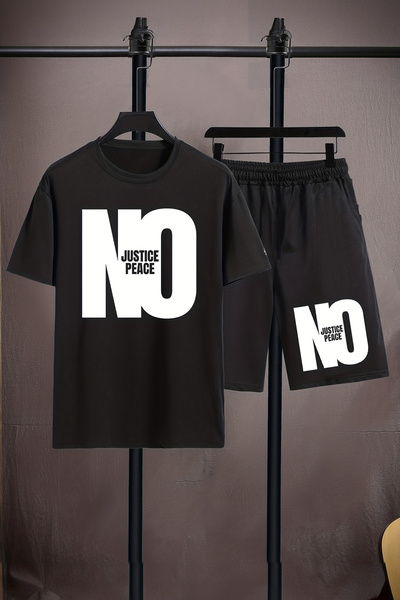 MYADA Dětská souprava s potiskem No Justice Peace – výstřih, elastické šortky...