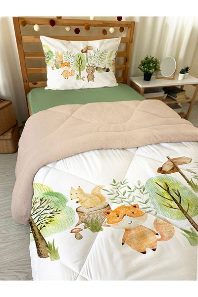Evmila Cute Animals Patterned Single 160x220 cm Wellsoft Πάπλωμα και Σετ ύπνου διπλής όψης σιλικόνης