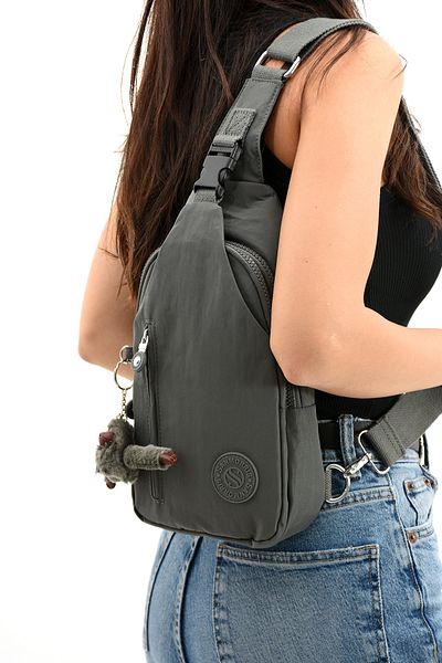 YOGII Ron Model Unisex - Αδιάβροχο τσαλακωμένο ύφασμα, τσάντα ώμου με χιαστί λουράκι, λειτουργικό VIP πολλαπλών διαμερισμάτων