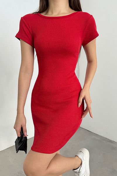 kozzy Rochie mini cu mânecă scurtă, cu decolteu rotund, roșu
