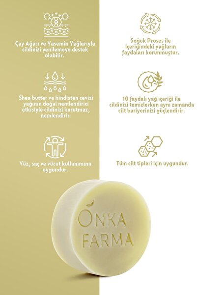 OnkaFarma Onka Farma Ferah Doğal Sabun 100 gr Cilt Yenileyici Canlandırıcı Yaseminli Sabun