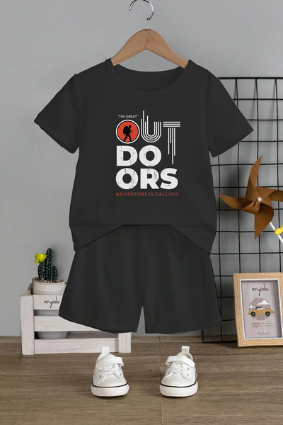 MYADA Детський комплект з принтом Drs - велосипедна комір, шорти на резинці, ...