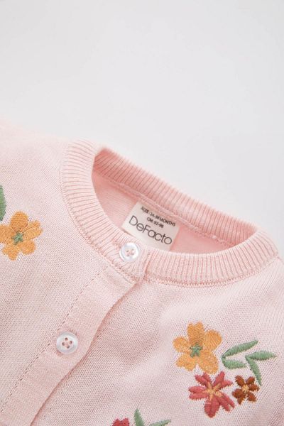 DeFacto Crew Neck Flower Patterned Baby Girl Cardigan - Z1819a223sp