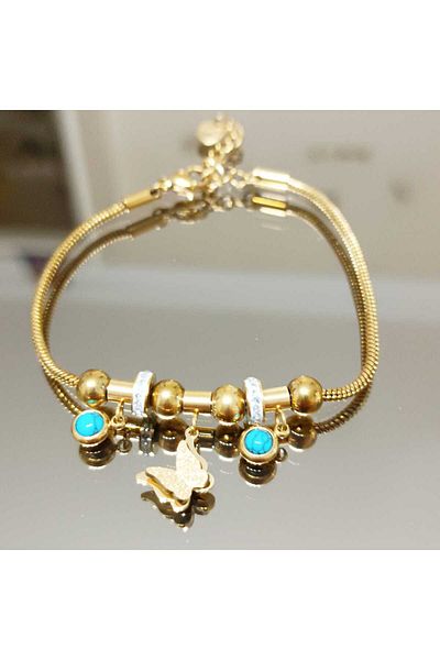 Ebijuteri Butterfly Patterned Steel Bracelet