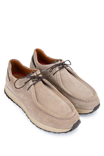 Tamer Tanca Erkek Hakiki Deri Bej Süet Casual Ayakkabı