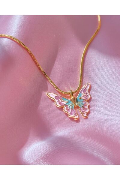 AŞIK ACCESSORIES Fairytopia Elina Pembe Kelebek Kolye