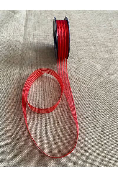 uğur bujiteri Red Striped Chiffon Ribbon 2.5Cm-5M