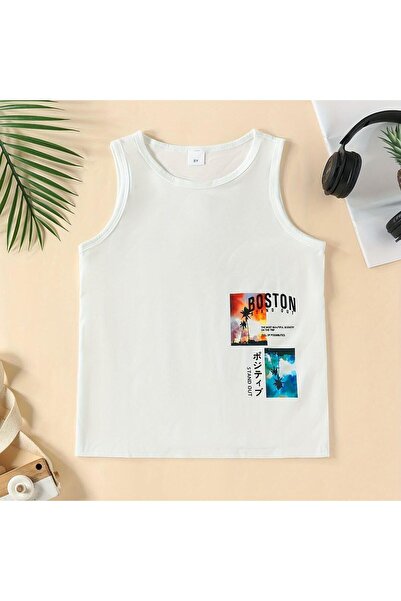 MORNİNG KİDS Imprimat alb Boston Stand Up - Tricou din bumbac pieptănat pentr...