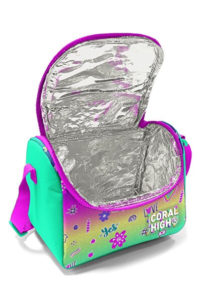 Coral High 3-Piece Flamingo Patterned Pink Water Green School Bag Set - SET 0123647