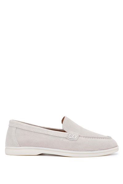 Tamer Tanca Beige Suede Women's Loafer - Genuine Leather Shoes