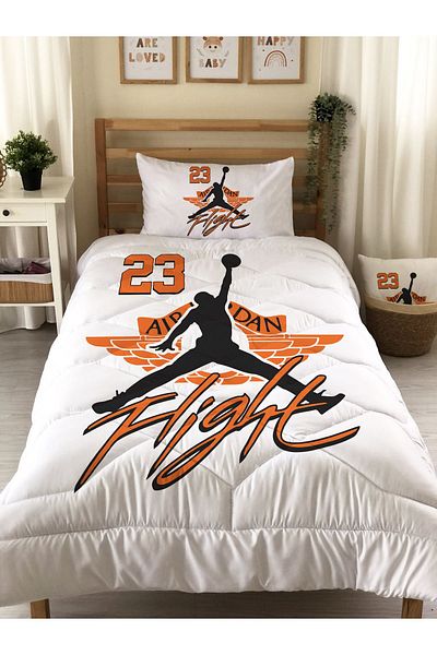 Evmila Basketball Player Patterned Quilted Quilt, Single Sleeping Set