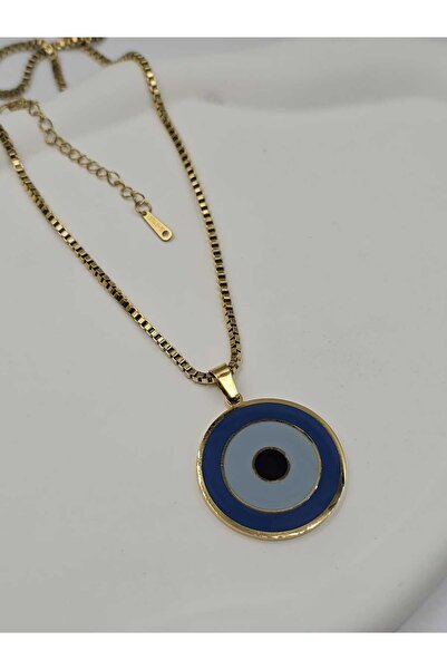 YUGENCONCEPT Mineli Nazarboncuğu Çelik Göz Kolye