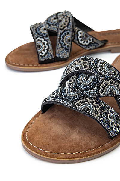 LAZAMANİ Papuci plati pentru femei Lazamani din piele naturala neagra