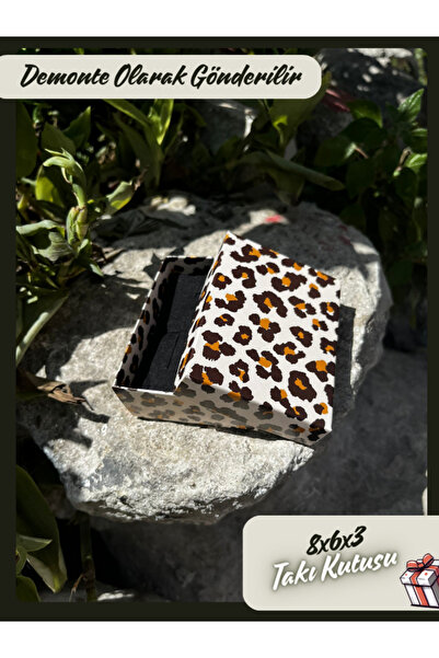 Fatih Kutu 8x6x3 - Leopar Desenli Süngerli Takı Kutusu | [demonte 25 Adet]