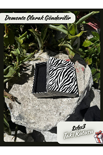 Fatih Kutu 8x6x3 - Zebra Desenli Süngerli Takı Kutusu | [demonte 25 Adet]