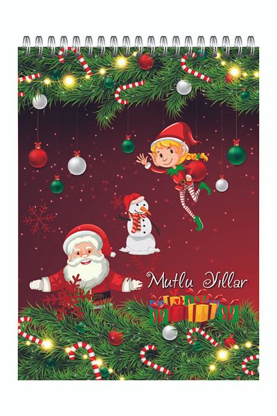 Orkide Matbaacilik New Year's Notebook with Spiral 10.5x14.5 Cm 5 Different Types (1 Piece) Notebook 50 Sheets