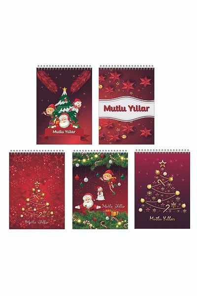 Orkide Matbaacilik New Year's Notebook with Spiral 10.5x14.5 Cm 5 Different Types (1 Piece) Notebook 50 Sheets