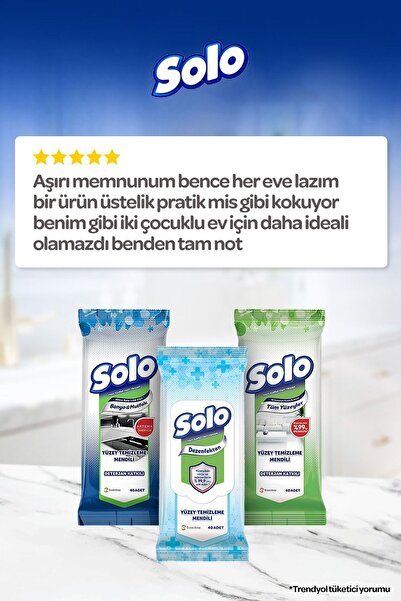 Solo Yüzey Temizleyici Islak Mendil 3'lü Mutfak-banyo 120 Yaprak