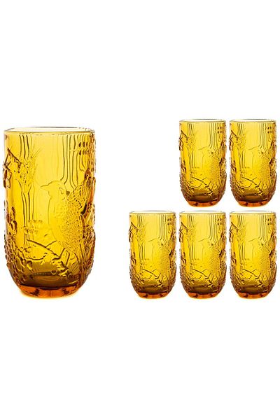 Mikasa Moor Amber 6-Piece Decorated Bird Soft Drink Cup - 8x14cm