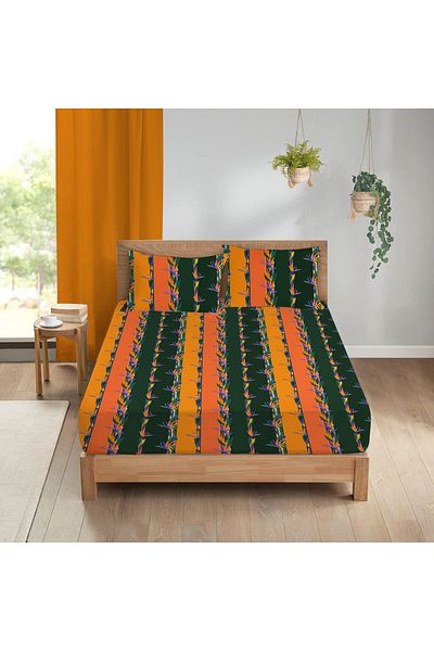 Evmila Tropical Pattern Printed Double Sheet Set 160x200 Cm - Colorful