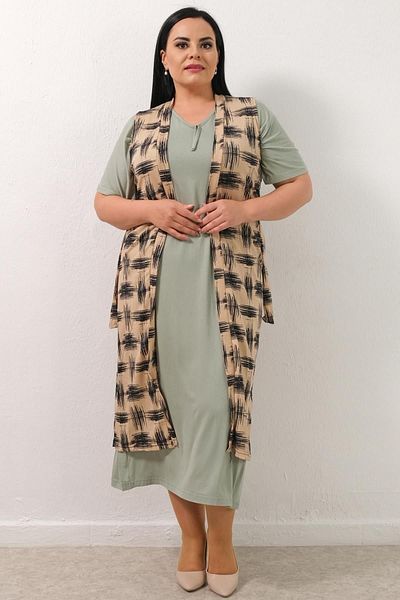 PİNKMARK Vestă de damă, neagră, bej, cu model cu perie Pmck25443