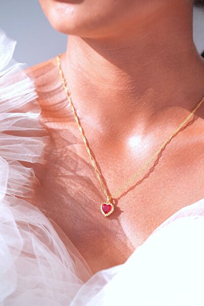 AŞIK ACCESSORIES تايلور سويفت قلادة فولاذية على شكل قلب أحمر - "أنت تفكر فيي"