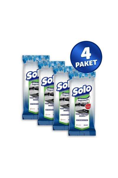 Solo Surface Cleaner Wet Wipes 4-Pack Kitchen-Bathroom 160 Sheets