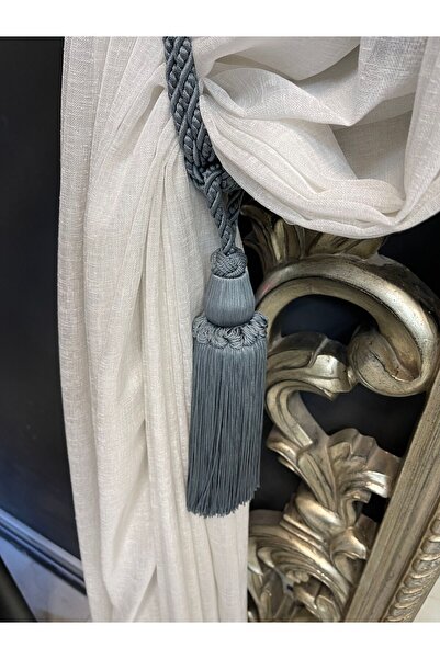 Ala Perde By İtalyanhomestore Mavi ipek püsküllü özel tasarım braçol perde aksesuarı