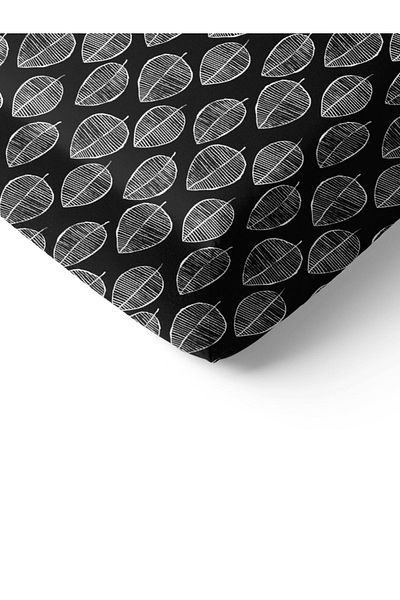 Evmila Leaf Pattern Printed Double Sheet Set 160x200 Cm - Black