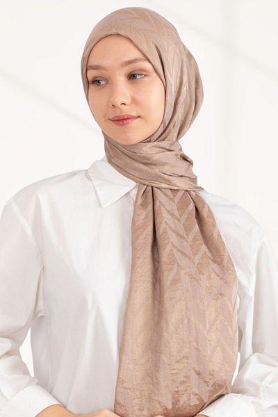 hijabchi Imported Silky Jacquard Zigzag - Soft Mink
