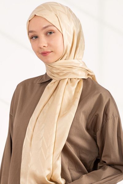 hijabchi Εισαγόμενο Silky Jacquard Zigzag - Χρυσοκίτρινο