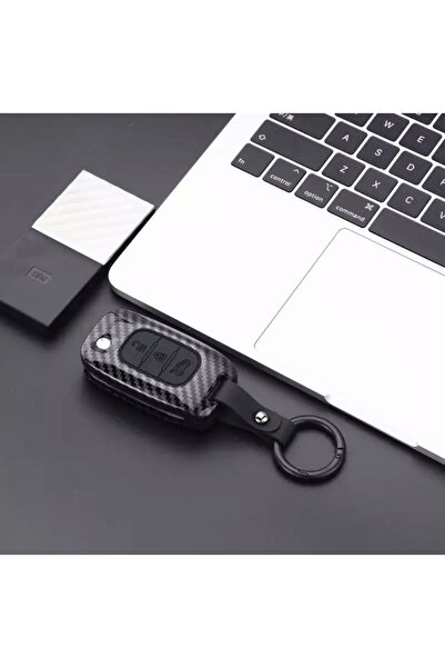 AYZ GARAGE حافظة مفاتيح باللون الأسود الكربوني لسيارة Renault Fluence