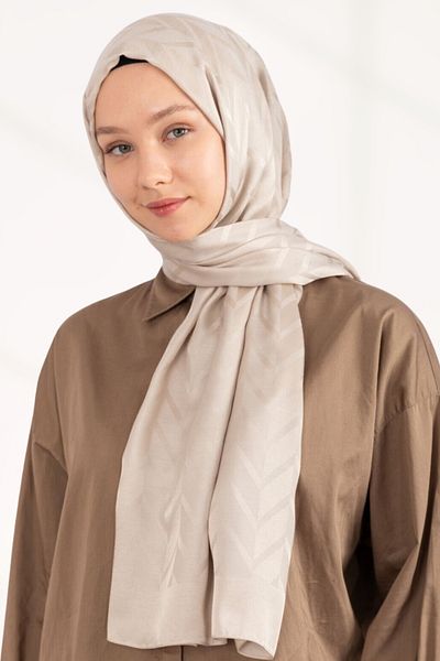 hijabchi Εισαγόμενο Silky Jacquard Zigzag - Αμύγδαλο